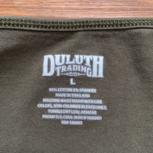 🚨SOLD Duluth Trading Co Womens Long Sleeve Green Size Large Outdoor Hiking - Picture 2 of 3